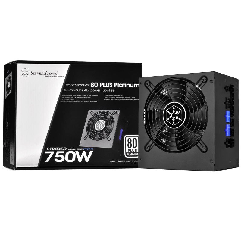 SilverStone Technology 750W 80 Plus Platinum Certified Single +12V Rail ATX Power Supply, PS-ST75F-PT - Image 1